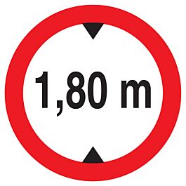 Panneau adhésif INTERDIT AUX VEHICULES DE PLUS DE 1.80M DE HAUT D.180mm TALIAPLAST - 727272