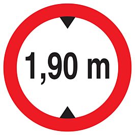 Panneau adhésif INTERDIT AUX VEHICULES DE PLUS DE 1.90M DE HAUT D.180mm TALIAPLAST - 727273