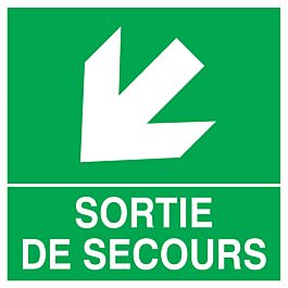 PANNEAU SORTIE DE SECOURS FLECHE EN BAS A GAUCHE 200X200MM TALIAPLAST - 728413