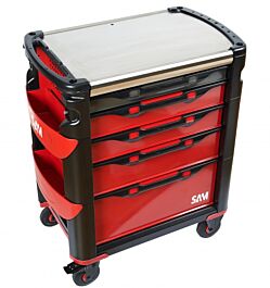 Servante 41 - 5 tiroirs - a badge magnetique - rouge SAM OUTILLAGE - 415SAB