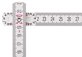 Mètre pliant en bois STABILA type 1707, 2 m, blanc, graduations métriques, avec schéma angulaire, certifié PEFC - 01334