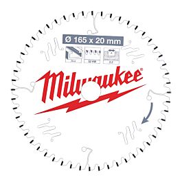 LAME SCIE CIRCULAIRE ALU 165X20X2,2/52 PLATE NEG MILWAUKEE ACCESSOIRES - 4932471296