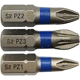 Embout de vissage -Torsion -Pour vis Pozidriv (Blister) N°: N1-2-3 / L: 25 TIVOLY - 11520220001