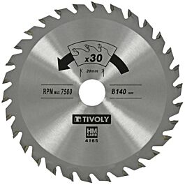Lame de scie circulaire -Finition - Pour Bois dur, stratifié, parquet -Pour scie portative Ø: 140 x Ø2: 20 x Z: 30 TIVOLY - XT50514004165