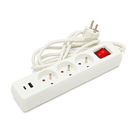 Bloc multiprise 3 sorties 2 prises USB  - VELAMP - MULTIP-FR-USB3