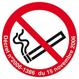 Panneau rigide INTERDICTION DE FUMER (DECRET DU 15/11/2006) D.420mm TALIAPLAST - 623302