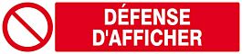 Panneau rigide DEFENSE D'AFFICHER 330x75mm TALIAPLAST - 625222
