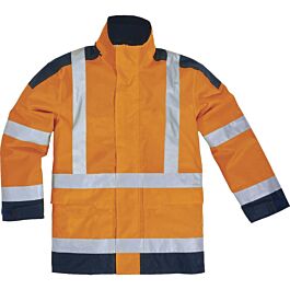 PARKA HAUTE VISIBILITÉ POLYESTER ENDUIT PU-DELTA PLUS-Orange Fluo/Bleu Marine PANOPLY- EASYVIEW -EASYVOR