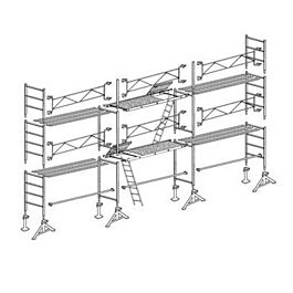 ÉCHAFAUDAGE ALTRAD VITO 49 - 60 M² - AVEC GARDE CORPS FIXE + PLANCHERS + PLINTHES - L49060GFPP