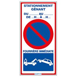 Panneau 2x1 'Stationnement gênant' 400 x 800 mm TALIAPLAST - 620012