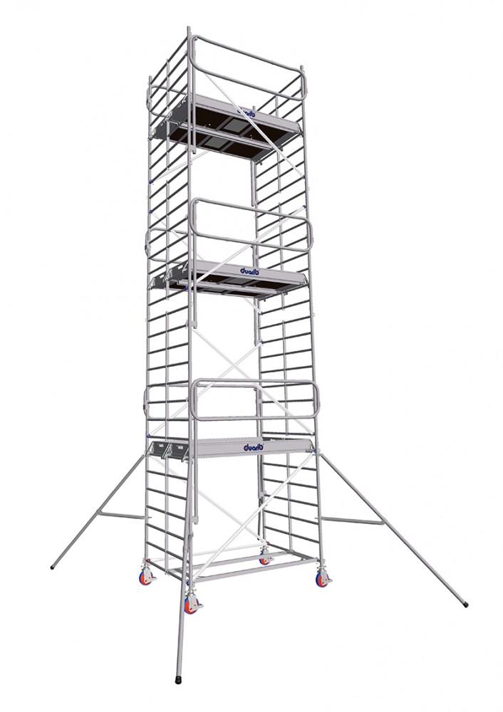 Echafaudage roulant aluminium DUARIB Docker2 150 205 hauteur travail 8,90 m garde corps monobloc EXMDS - 7220072