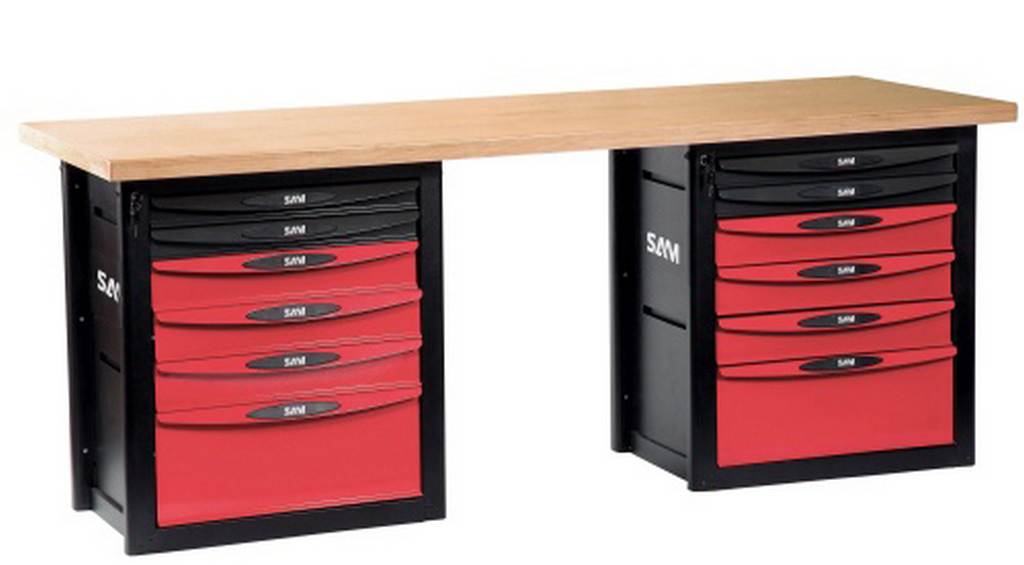 ETABLI AVEC PLATEAU 2 METRES ET COFFRE 12 TIROIRS SAM OUTILLAGE - 2012PM