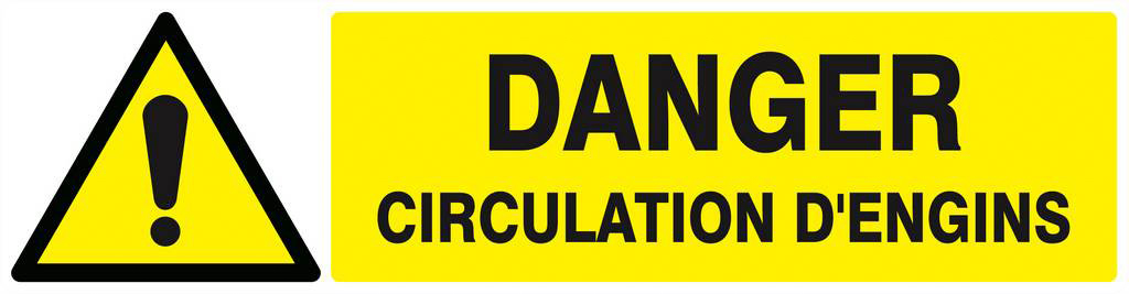 Panneau rigide DANGER CIRCULATION D'ENGINS 200x52mm TALIAPLAST - 620324