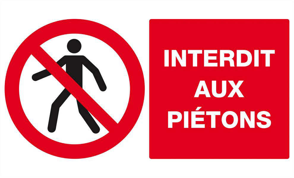 Panneau rigide INTERDIT AUX PIETONS 330x200mm TALIAPLAST - 621201