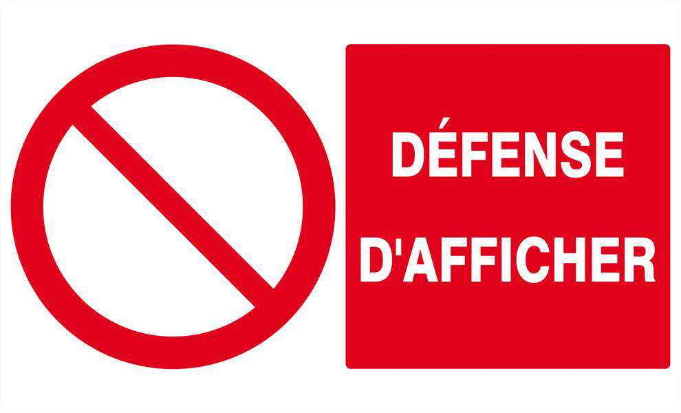Panneau rigide DEFENSE D'AFFICHER 330x200mm TALIAPLAST - 621222