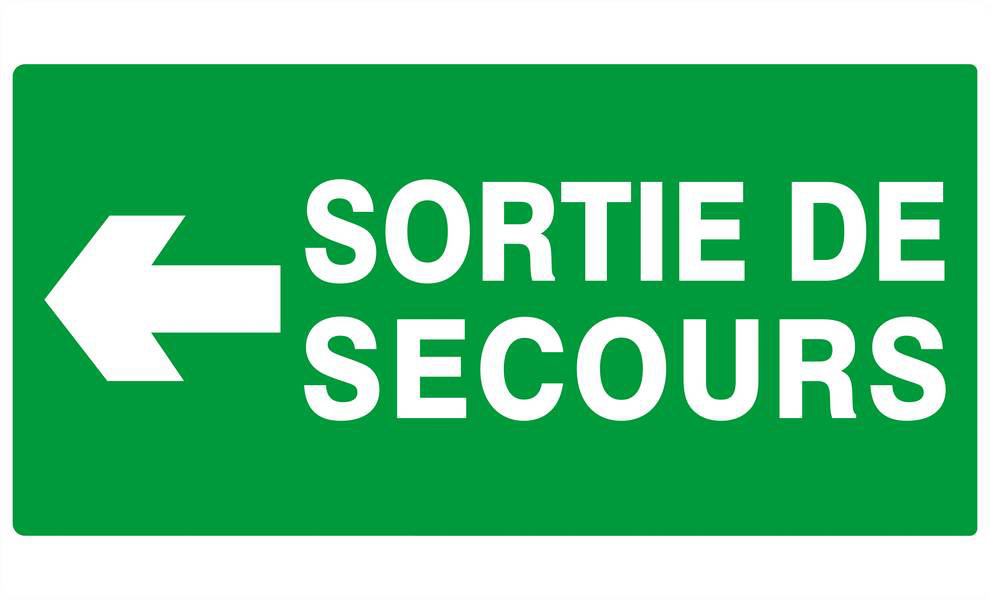 SORTIE DE SECOURS FLECHE A GAUCHE 330x200mm TALIAPLAST - 621415