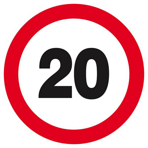 Panneau rigide INTERDIT DE ROULER A PLUS DE A 20 KM D.300mm TALIAPLAST - 622256