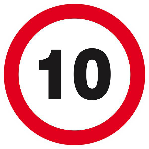 Panneau rigide INTERDIT DE ROULER A PLUS DE 10 KM/H D.300mm TALIAPLAST - 622260