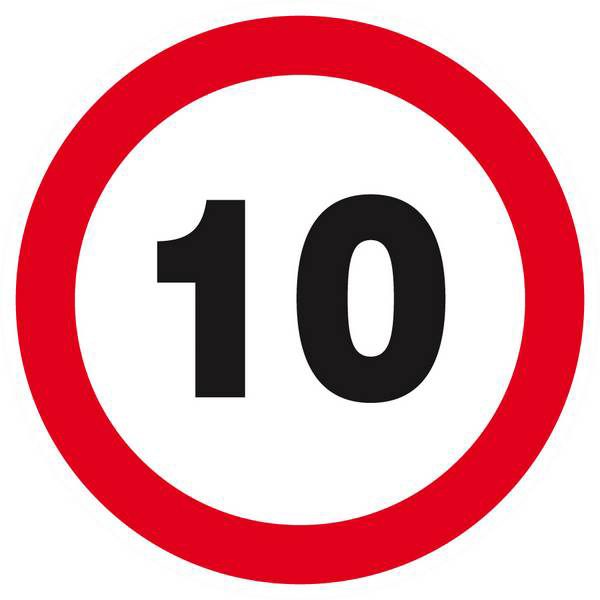 Panneau rigide INTERDIT DE ROULER A PLUS DE 10 KM/H D.80mm TALIAPLAST - 624260