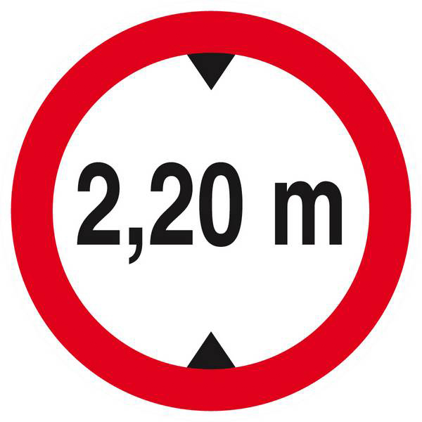 Panneau rigide INTERDIT AUX VEHICULES DE PLUS DE 2.20M DE HAUT D.80mm TALIAPLAST - 624275