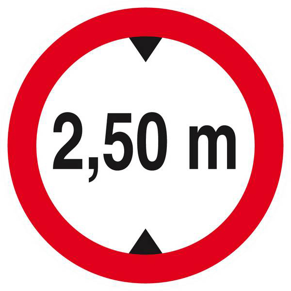 Panneau rigide INTERDIT AUX VEHICULES DE PLUS DE 2.50M DE HAUT D.80mm TALIAPLAST - 624276