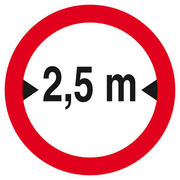 Panneau rigide INTERDIT AUX VEHICULES DE PLUS DE 2.50M DE LARGE D.80mm TALIAPLAST - 624279