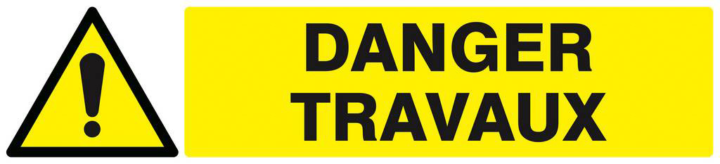 Panneau rigide DANGER TRAVAUX 330x75mm TALIAPLAST - 625322