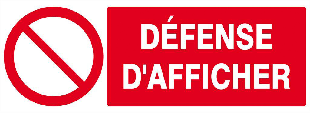 Panneau rigide DEFENSE D'AFFICHER 330X120MM TALIAPLAST - 626222