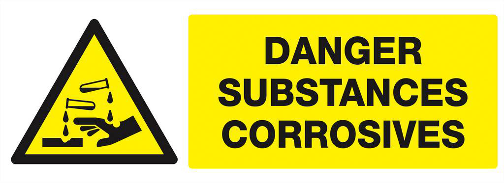 Panneau rigide DANGER, SUBSTANCES CORROSIVES 330X120MM TALIAPLAST - 626309