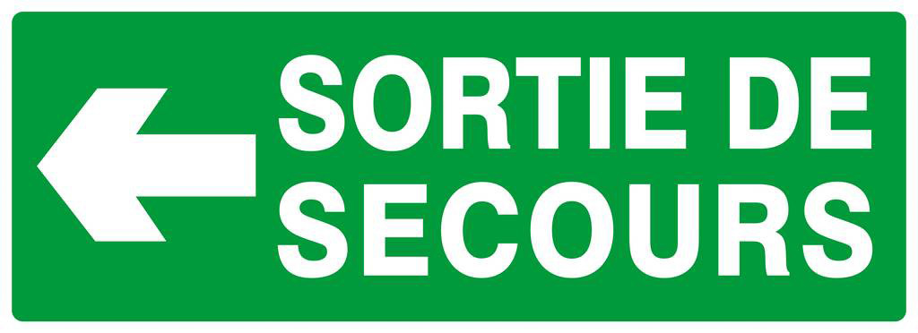 PANNEAU SORTIE DE SECOURS FLECHE A GAUCHE 330X120MM TALIAPLAST - 626413