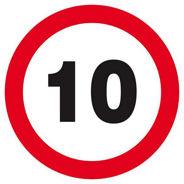 Panneau rigide INTERDIT DE ROULER A PLUS DE 10 KM/H Ø180MM TALIAPLAST - 627260