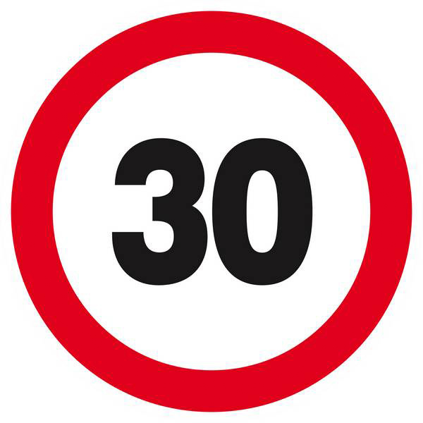 Panneau rigide INTERDIT DE ROULER A PLUS DE 30 KM/H Ø180MM TALIAPLAST - 627262