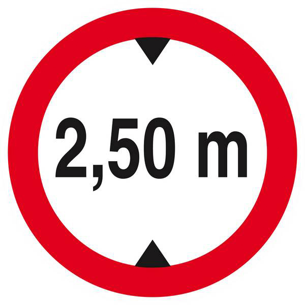 Panneau rigide INTERDIT AUX VEHICULES DE PLUS DE 2.50M DE HAUT D.180mm TALIAPLAST - 627276