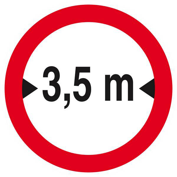 Panneau rigide INTERDIT AUX VEHICULES DE PLUS DE 3.50M DE LARGE D180mm TALIAPLAST - 627281
