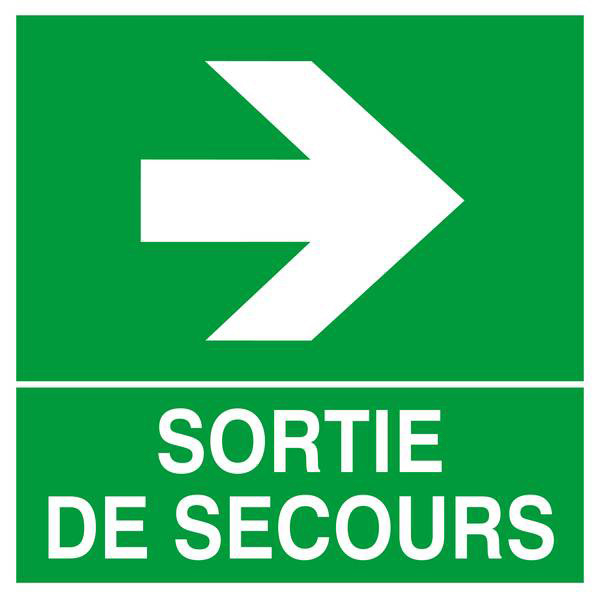 PANNEAU SORTIE DE SECOURS FLECHE A DROITE 200X200MM TALIAPLAST - 628409