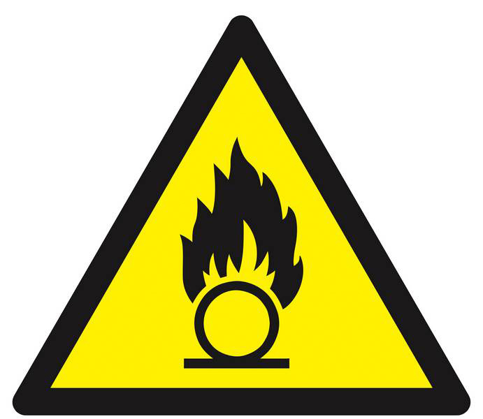 Panneau rigide DANGER, SUBSTANCES COMBURANTES 300X300X300MM TALIAPLAST - 629319