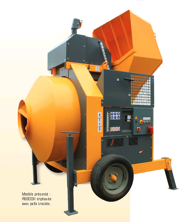 BÉTONNIÈRE À CHARGEUR RICHIER BÉTON ALTRAD RB800H ÉLECTRIQUE TRIPHASE AVEC PELLE + RADIOCOMMANDE + TREUIL- RB800DR00