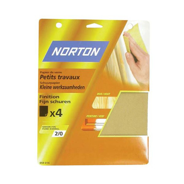 4 FEUILLES DE PONCAGE NORTON 230*280 À  MAIN PAPIER DE VERRE PETITS TRAVAUX GRAIN 3 - 63642516120