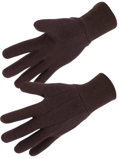 Gant coton jersey marron Poignet tricot T8 - SINGER - 400JMF