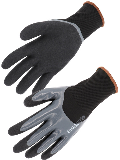 Gants nylon 3/4 enduits nitrile doublecouche- SINGER - GRIP134