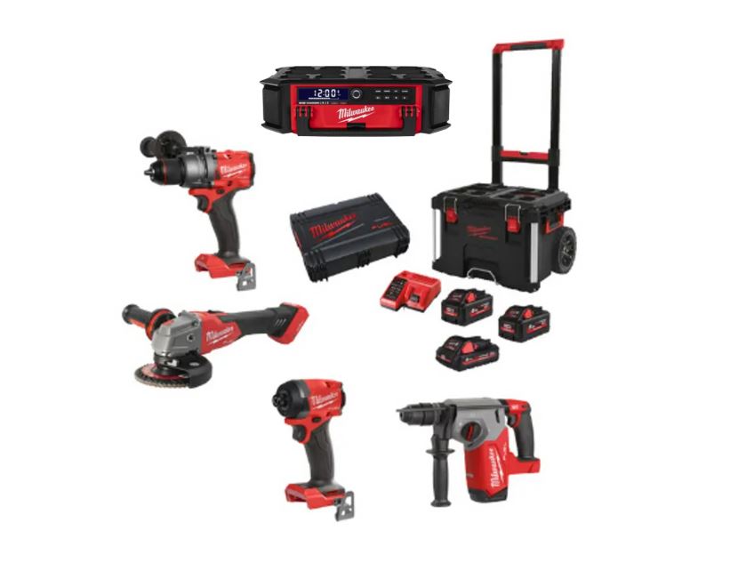 Powerpack 4 outils MILWAUKEE M18 FPP4AE-533P + radio Packout