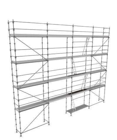 Echafaudage ACIER fixe R200 128 m² PROGRESS MEDIUM garde-corps lisses + planchers acier + plinthes - TUBESCA - 0P000966