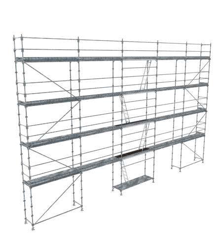 Echafaudage ACIER fixe R200 160 m² PROGRESS PREMIUM garde-corps lisses + planchers acier + plinthes - TUBESCA - 0P000400