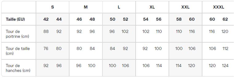 Guide des tailles Diadora hauts hommes