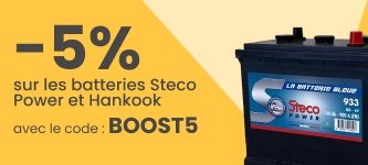 -5% sur les batteries Steco Power et Hankook avec le code : BOOST5