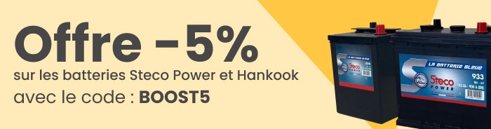 -5% sur les batteries Steco Power et Hankook avec le code : BOOST5