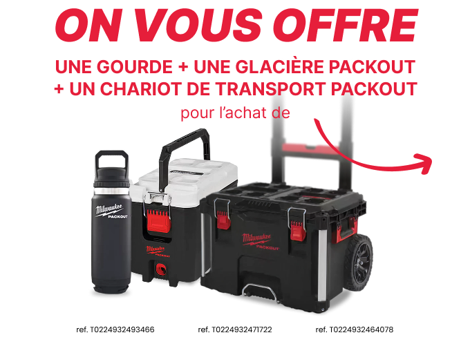 Cadeaux gourde + glaci&egrave;re + chariot packout Milwaukee