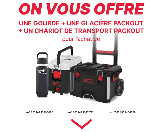 Cadeaux gourde + glaci&egrave;re + chariot packout Milwaukee