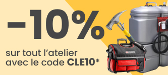 -10% avec le code CLE10 dès 300€HT sur l'ATELIER -10% avec le code CLE10 dès 300€HT sur l'ATELIER