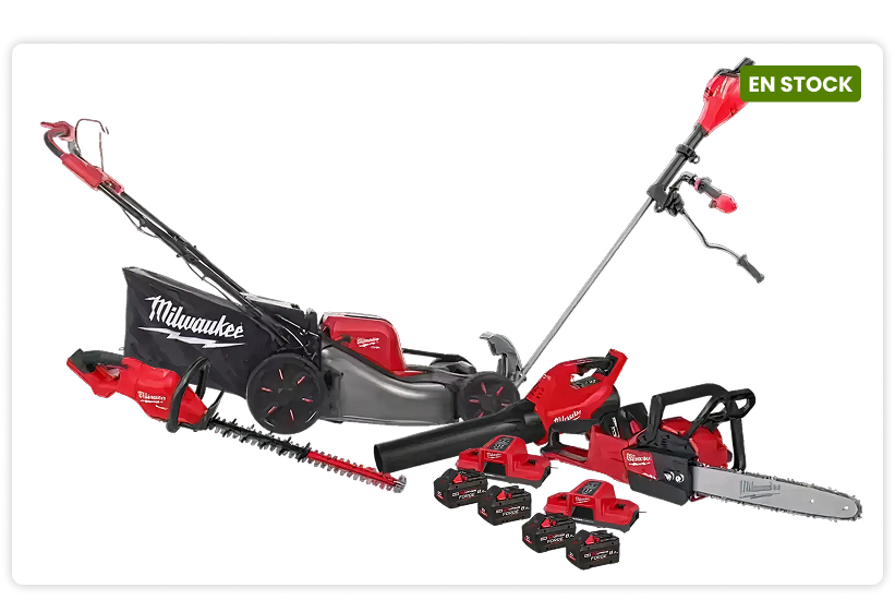 Pack MILWAUKEE JARDIN FORGE tondeuse + tron&ccedil;onneuse + souffleur + taille haies + d&eacute;brousailleuse&nbsp;